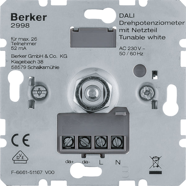 Hager Berker Potentiometer For Light Control System - 2998