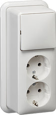 Gira Combi Switch With Double Wall Socket And Grounding - 018611