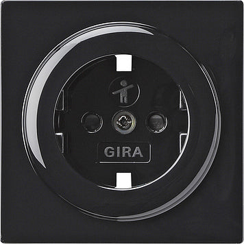 Gira S-Color Black Cover For Wall Socket With Earth And Shutter - 092147