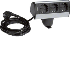 Hager Desktop Power Module 3 Schuko Outlets Anodized - G7067ELN