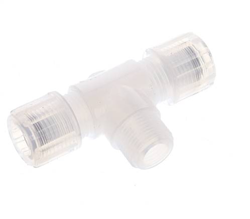 10x8mm & G3/8'' PFA T-Shape Tee Cutting Fitting with Male Threads 10 bar