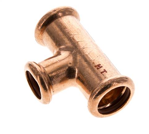Tee Press Fitting - 15mm Female & 18mm - Copper alloy