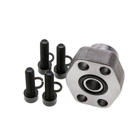 1/2'' SAE Flange 6000 PSI Plain Steel with G1/2'' Female Threads ISO 6162-2