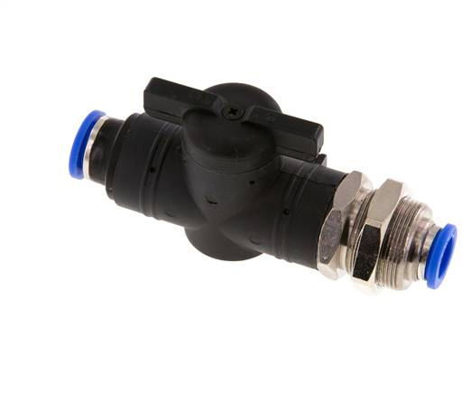 2-Way Straight Ball Valve 10 mm Plastic/Brass Bulkhead