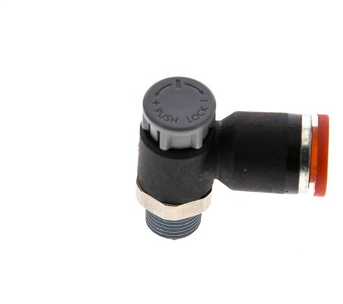 Flow Control Valve Meter-In Elbow 8 mm - R1/8'' Brass/PA 66 Locknut