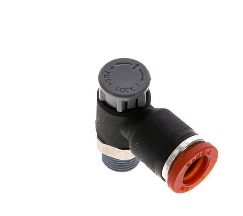 Flow Control Valve Meter-In Elbow 8 mm - R1/8'' Brass/PA 66 Locknut