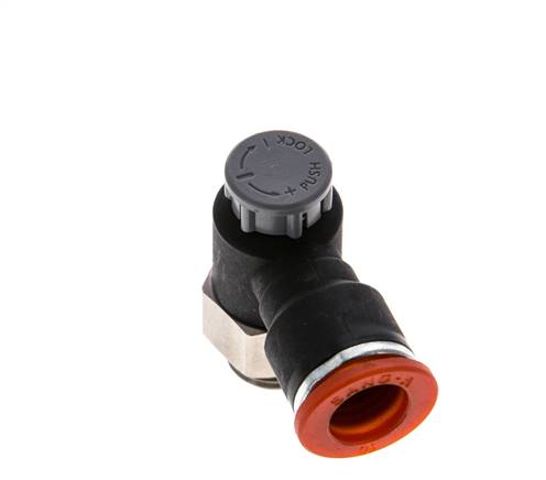 Flow Control Valve Meter-In Elbow 10 mm - G1/4'' Brass/PA 66 Locknut