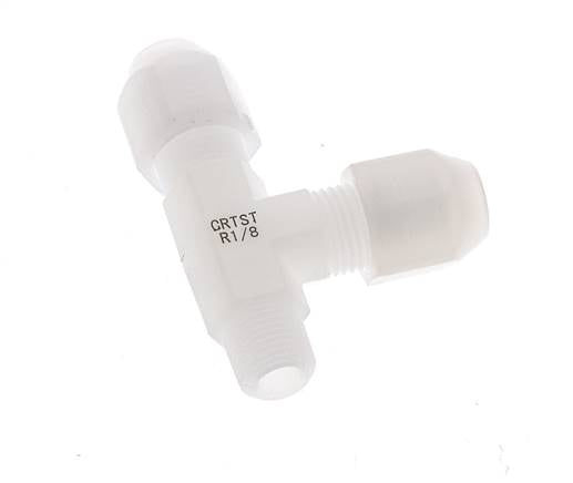 4x6mm & R1/8'' PVDF Right Angle Tee Hose Fitting with Male Threads 10bar/145psi