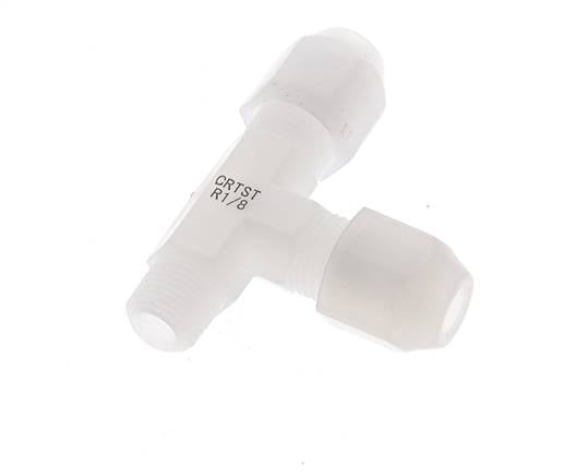 4x6mm & R1/8'' PVDF Right Angle Tee Hose Fitting with Male Threads 10bar/145psi