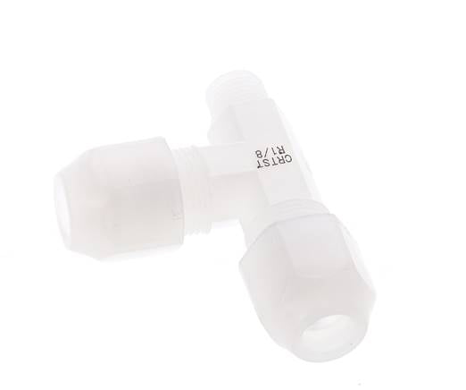 6x8mm & R1/8'' PVDF Right Angle Tee Hose Fitting with Male Threads 10bar/145psi