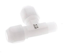 8x10mm & R1/4'' PVDF Right Angle Tee Hose Fitting with Male Threads 10bar/145psi