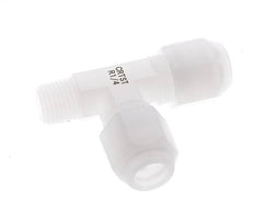 8x10mm & R1/4'' PVDF Right Angle Tee Hose Fitting with Male Threads 10bar/145psi
