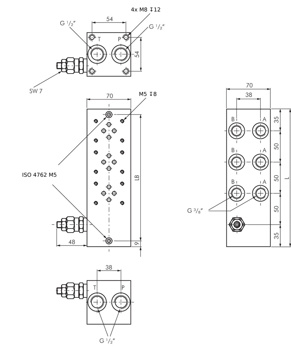 NG6 (D03) Sub-Plate 1 Station with Relief Valve 100-315bar