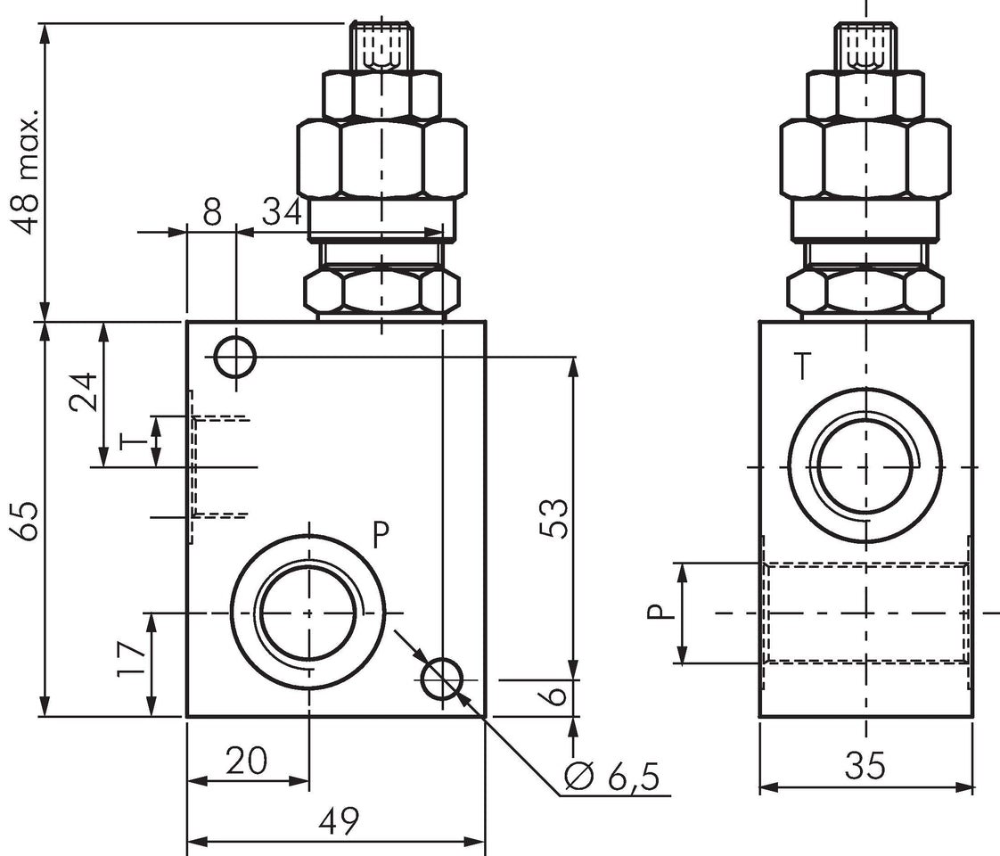 G3/8'' Hydraulic Inline Relief Valve 5-50bar 30l/min