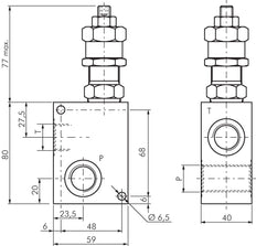 G1/2'' Hydraulic Inline Relief Valve 30-100bar 80l/min