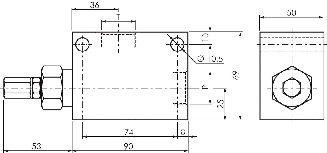 G3/4'' Hydraulic Inline Relief Valve 7-105bar 150l/min
