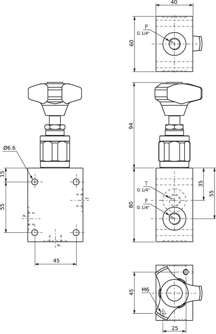 G1/4'' Hydraulic Inline Relief Valve 1-400bar 50l/min - Rexroth