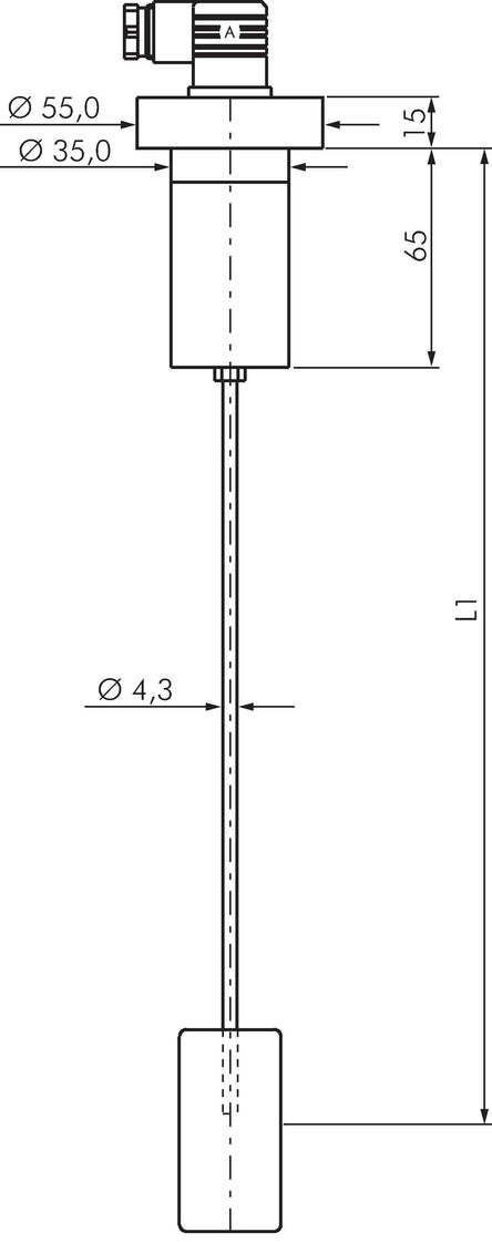 Float Level Switch Adjustable 120-500mm Flange Mount 10bar