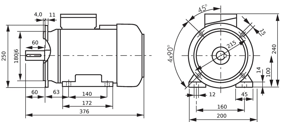 3.0kW 2-Pole Three-Phase Motor IEC 100 B35 Foot & Flange 400/690V
