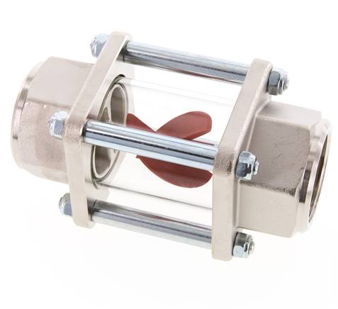 G1 1/4'' brass flow indicator with impeller 9-55 l/min 15 bar