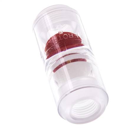 G1/4'' polycarbonate flow indicator with impeller and filter