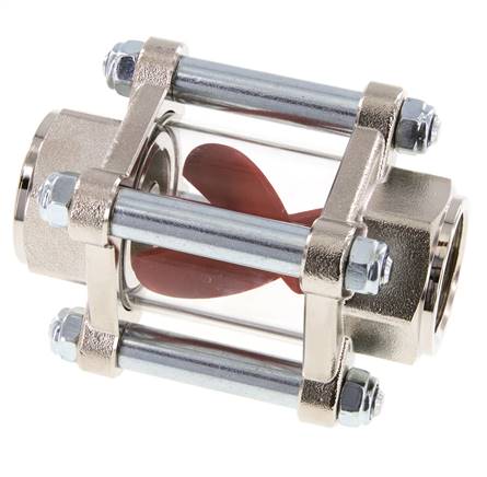 G1'' brass flow indicator with impeller 2.2-27 l/min 25 bar