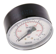 0..16 Bar (0..232 psi) Pressure Gauge Rear Steel/Brass 63 mm Class 1.6