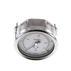 0..25 Bar (0..363 psi) Panel Mount Pressure Gauge Steel/Brass 100 mm Class 1.0 (Bracket)
