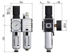 FRL 2-Part G3/8'' 1750 l/min 0.2-4.0bar/3-58psi Semi-Auto Metal Futura 1
