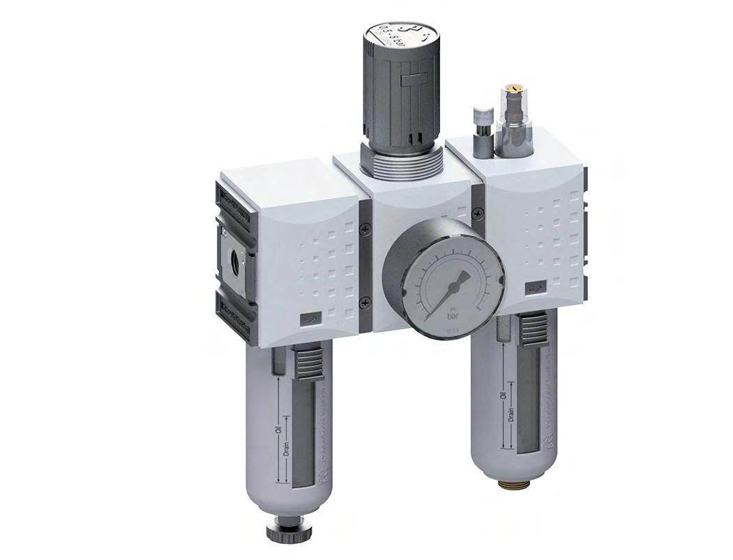 FRL 3-Part G3/8'' 1750 l/min 0.2-4.0bar/3-58psi Auto Polycarbonate Futura 1
