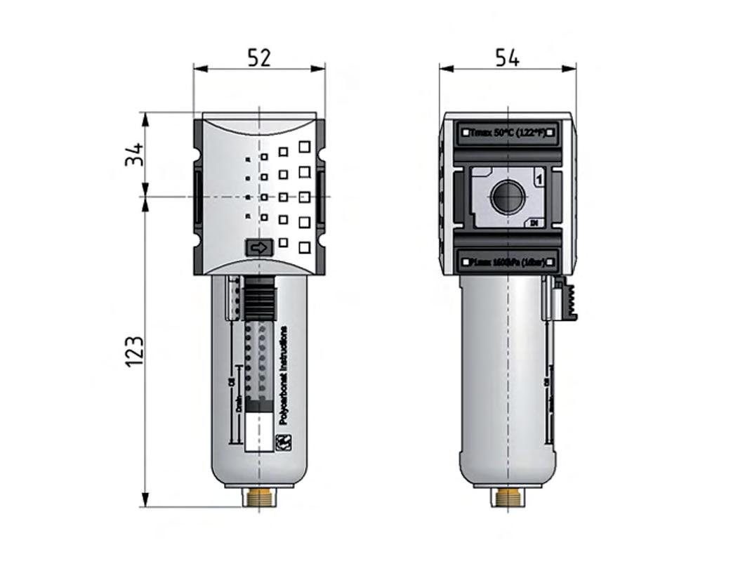 Activated Carbon Filter G3/8'' 470 l/min Without Drainage Polycarbonate Futura 1