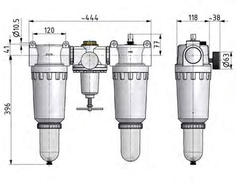 FRL 3-Part G2'' 18500 l/min 0.5-10.0bar/7-145psi Semi-Auto Protective Cage Polycarbonate Standard 8