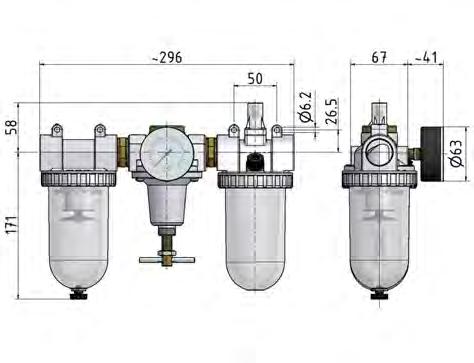 FRL 3-Part G3/4'' 3200 l/min 0.5-10.0bar/7-145psi Semi-Auto Metal Standard 3