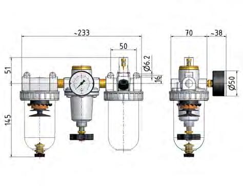 FRL 3-Part G1/2'' 1400 l/min 0.5-10.0bar/7-145psi Semi-Auto Protective Cage Polycarbonate Standard 2