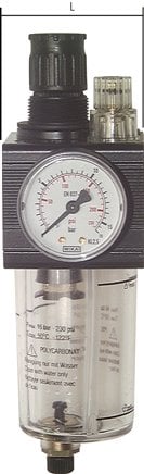 FRL G1/4'' 1400 l/min 0.5-10.0bar/7-145psi Manual Metal Combo 1