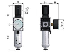 Filter-Regulator G1/4'' 2000 l/min 0.5-10.0bar/7-145psi Auto Metal Futura 1