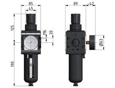 Filter-Regulator G3/4'' 12000 l/min 0.1-3.0bar/1-44psi Semi-Auto Metal Multifix 4