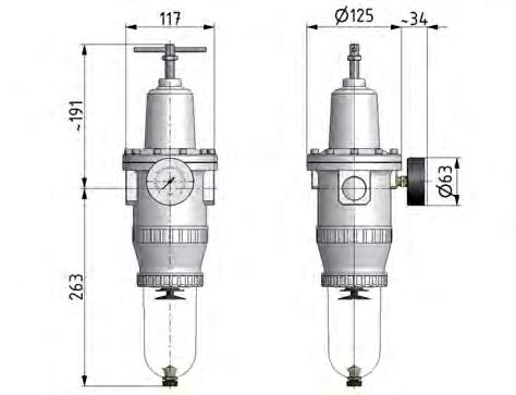 Filter-Regulator G1'' 12000 l/min 0.1-3.0bar/1-44psi Auto Polycarbonate Standard 5