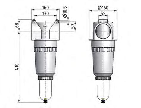 Filter 60microns G2 1/2'' 40000 l/min Semi-Auto Polycarbonate Standard 9