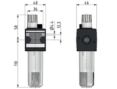 Micro Oil-Fog Lubricator G1/4'' Protective Cage Polycarbonate Multifix 1
