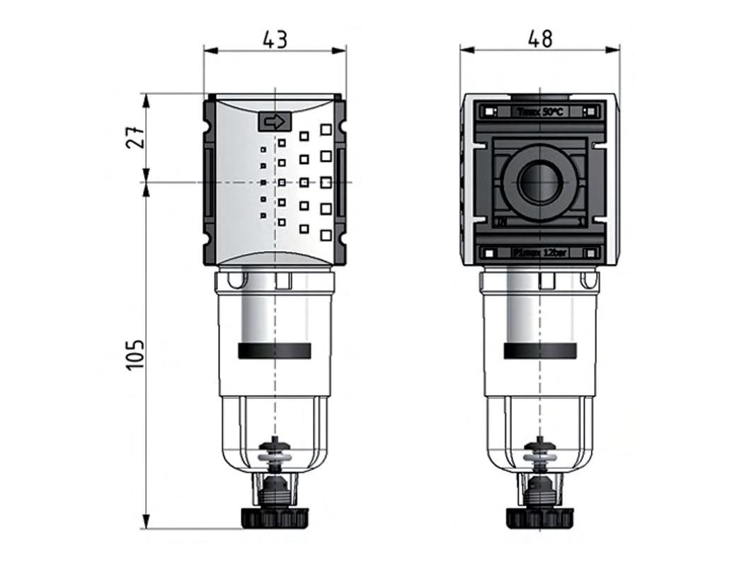 Microfilter 0.01microns G1/4'' 190 l/min Auto (Closed Without Pressure) Polycarbonate Futura 0