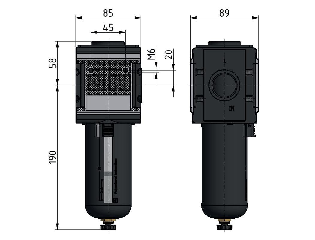 Pre-Filter 0.3microns G1'' 2000 l/min Semi-Auto Protective Cage Polycarbonate Multifix 4
