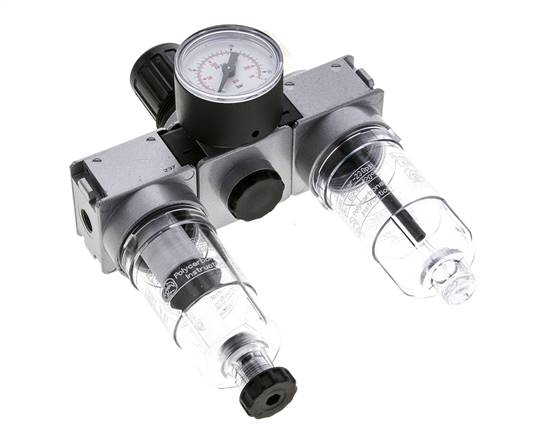 FRL 3-Part G1/8'' 750 l/min 0.5-10.0bar/7-145psi Semi-Auto 40 mm Pressure Gauge Polycarbonate Multifix 0