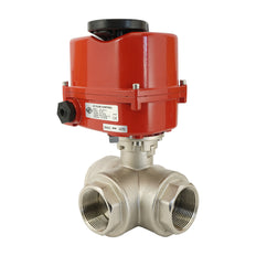 G 1 1/4 inch 3-Way Brass Modulating electric ball valve (L-port) 24 V AC/DC