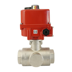 G 2 inch 3-Way brass electric ball valve (L-port) 24 V AC/DC