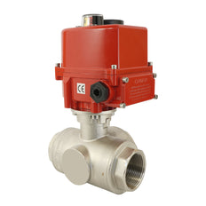 G 2 inch 3-Way brass electric ball valve (L-port) 100-240 V AC