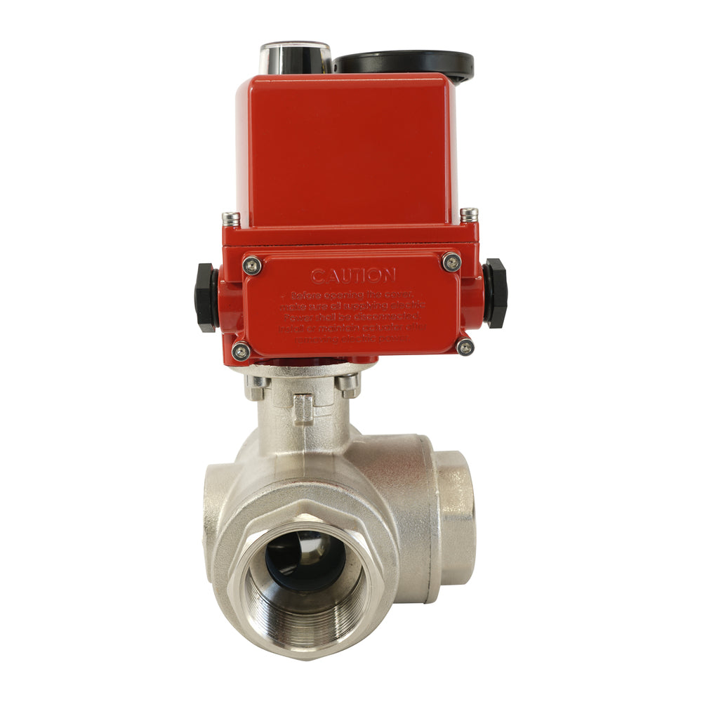 G 2 inch 3-Way brass electric ball valve (T- bore) 100-240 V AC
