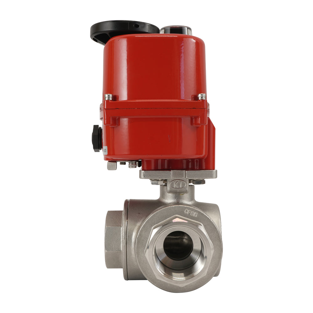 G 1 1/4 inch 3-Way stainless steel electric ball valve (L-port) 100-240 V AC