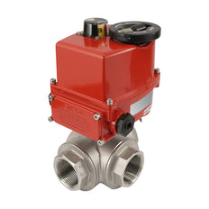 G 1 1/4 inch 3-Way stainless steel electric ball valve (L-port) 100-240 V AC