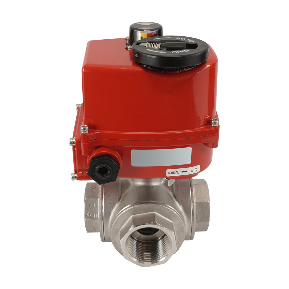 G3/4 inch 3-Way stainless steel Modulating electric ball valve (L-port) 24 V AC/DC